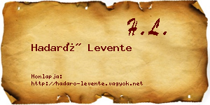 Hadaró Levente névjegykártya